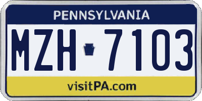 PA license plate MZH7103
