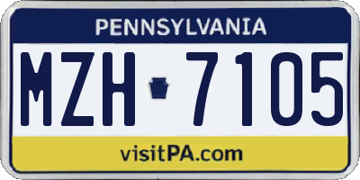 PA license plate MZH7105