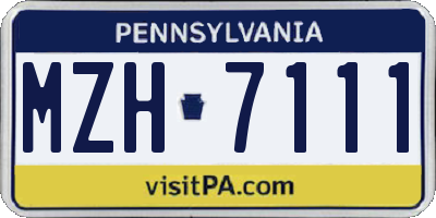 PA license plate MZH7111
