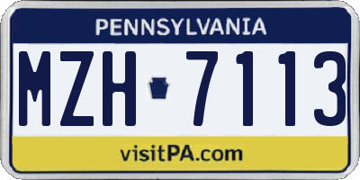 PA license plate MZH7113