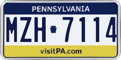 PA license plate MZH7114