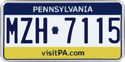 PA license plate MZH7115