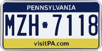 PA license plate MZH7118