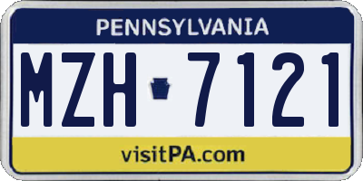 PA license plate MZH7121