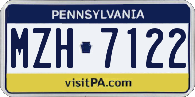 PA license plate MZH7122