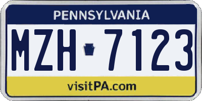 PA license plate MZH7123