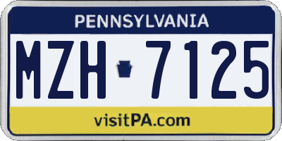 PA license plate MZH7125