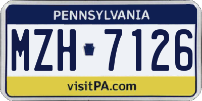 PA license plate MZH7126