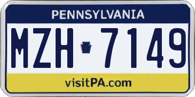 PA license plate MZH7149