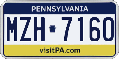 PA license plate MZH7160