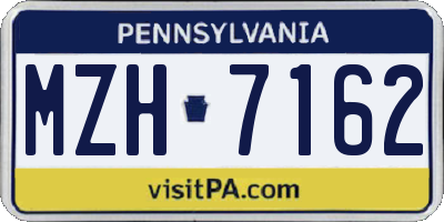 PA license plate MZH7162