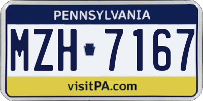 PA license plate MZH7167
