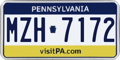 PA license plate MZH7172