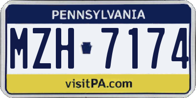 PA license plate MZH7174