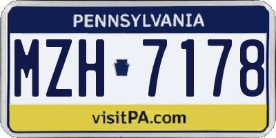 PA license plate MZH7178