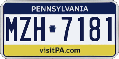 PA license plate MZH7181