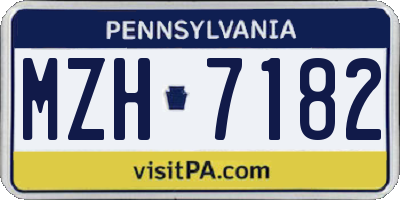 PA license plate MZH7182