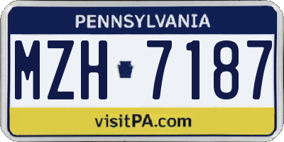 PA license plate MZH7187