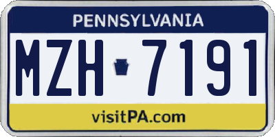 PA license plate MZH7191