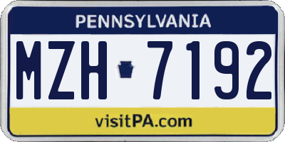 PA license plate MZH7192