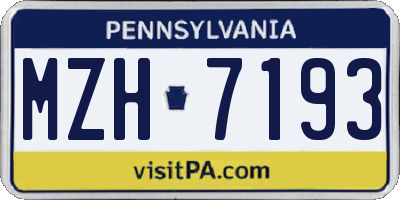 PA license plate MZH7193