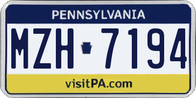PA license plate MZH7194