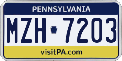 PA license plate MZH7203