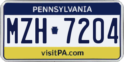 PA license plate MZH7204