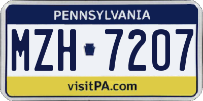 PA license plate MZH7207