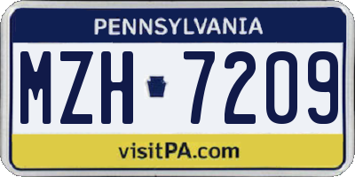 PA license plate MZH7209