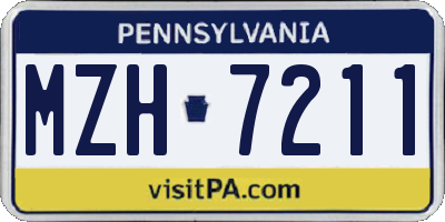 PA license plate MZH7211