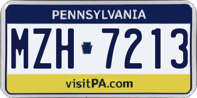 PA license plate MZH7213