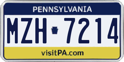 PA license plate MZH7214