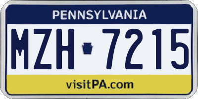 PA license plate MZH7215