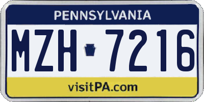 PA license plate MZH7216