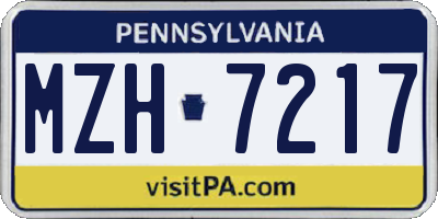 PA license plate MZH7217