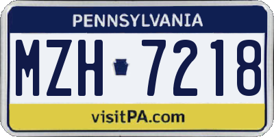 PA license plate MZH7218