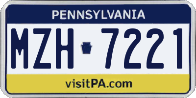 PA license plate MZH7221