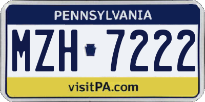 PA license plate MZH7222