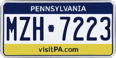 PA license plate MZH7223