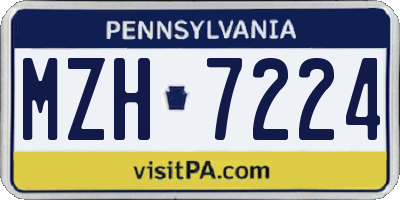 PA license plate MZH7224