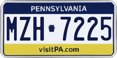 PA license plate MZH7225