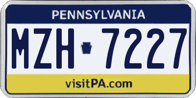 PA license plate MZH7227