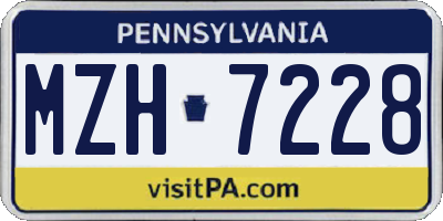 PA license plate MZH7228