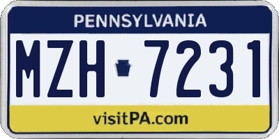 PA license plate MZH7231