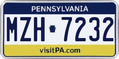PA license plate MZH7232