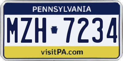 PA license plate MZH7234