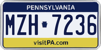 PA license plate MZH7236