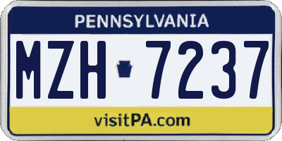 PA license plate MZH7237