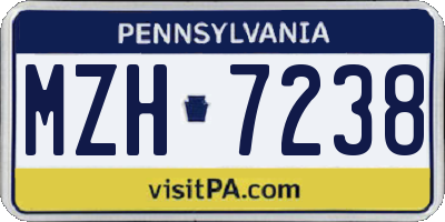 PA license plate MZH7238